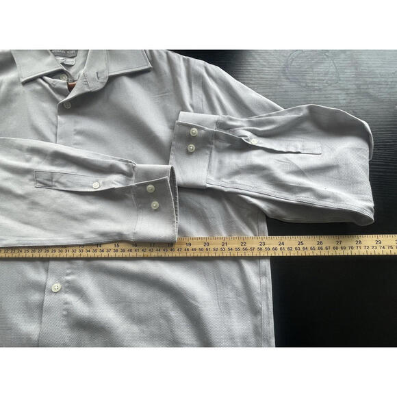 Michael Kors Men’s Dress Shirt Size L 16.5 32/33 Gray Wrinkle Free Long Sleeve - Picture 4 of 9
